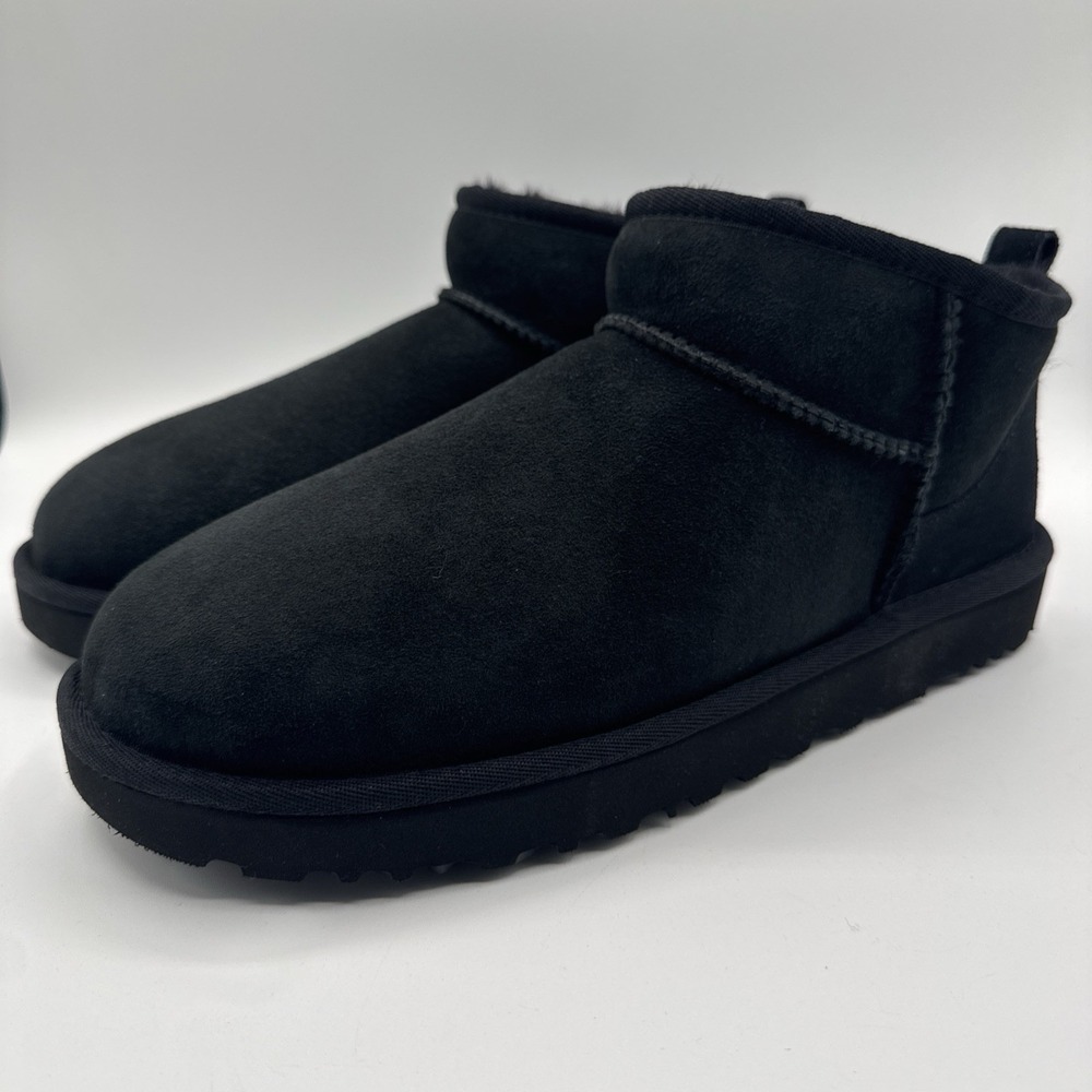 UGG Ultra Mini Boots‎ Women's Size 12 Black Suede Water Repellant
